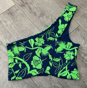 Zara Womens Small Floral Jacquard One Shoulder Crop Top thumbnail 1