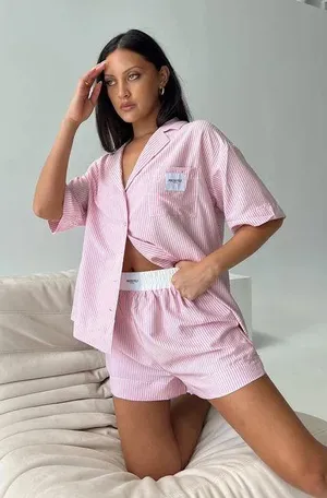 Princess Polly pink striped pj pants thumbnail 1