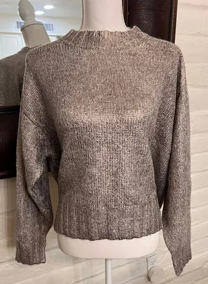 Pistola Llana Metallic Foil Sweater In The Color Silver Frost Size Large thumbnail 1