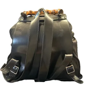 GUCCI Vintage Bamboo Patent Leather/Canvas Backpack Black with Dust Bag thumbnail 14