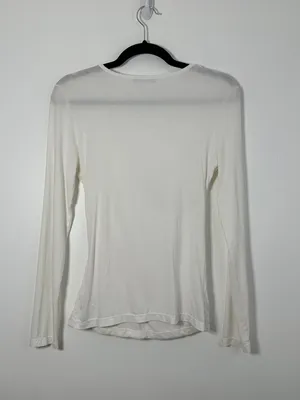 Mangopop Womens Medium Long Sleeve Deep V-Neck Cross Wrap Top White Flowy Boho thumbnail 2