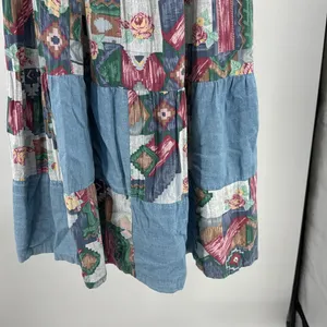 VTG River Ridge patchwork denim floral southwest maxi midi M cottage country thumbnail 4