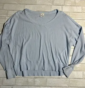 Offline oversized Women's Waffle Knit Top Size small Blue thumbnail 1