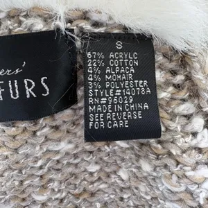 Donna Salyers Fabulous-Furs Cardigan S Tan Cream Faux Fur Trim Mob Wife Textures thumbnail 7