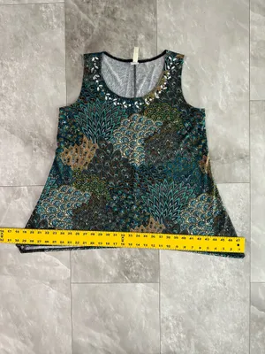 Per Siption Shirt Size M Women's Tunic Geometric Jersey Stretch Boho Summer Bead thumbnail 8