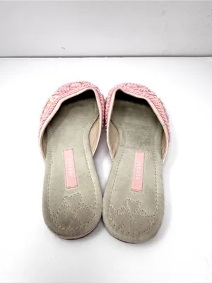 REPORT bubble gum pink fabric/sequins/beading slides, unmarked size 9 thumbnail 9