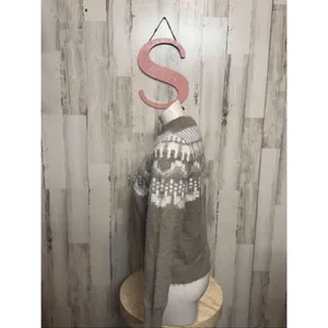 Grege Gray Fair Isle Knit Sweater Size S Cozy Winter Pullover thumbnail 2