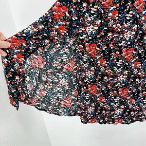 Lulus Ditsy Floral Dark Off‎ the Shoulder Smocked Bodice Midi Dress Milkmaid Med thumbnail 4
