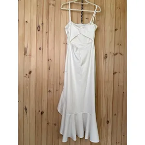 NWOT Lulus Iveta White Cutout Ruffled Sleeveless Midi Dress Dance Party Sz L thumbnail 6
