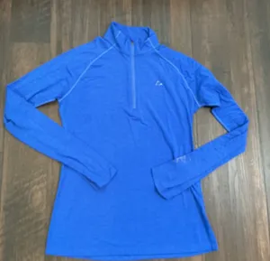 Paradox Merino Blend 1/4 Zip Pullover Blue Thumbhole Athletic Top Small Active thumbnail 1