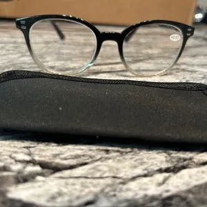 Stylish Black and Clear Reading Glasses with Case .50 includes soft case thumbnail 3
