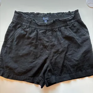 J. Crew Smocked Waist Linen Blend Shorts Ruffle‎ Elastic Black Size Small thumbnail 1