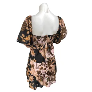 Vici Multicolor Floral Short Puff Sleeve Smocked Tiered A Line Mini Dress Size S thumbnail 2