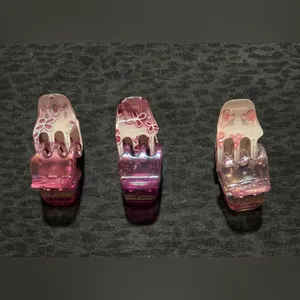 Set of Six Pink and Clear Hair Claw Clips Set thumbnail 5