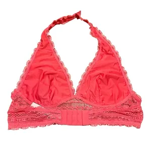 Victoria's Secret Women's Size Medium Lace Bralette Halter Cameilla Rose Pink thumbnail 7