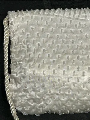 Beaded Ivory Evening Clutch with Rope Strap White thumbnail 7