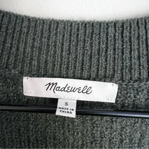 Madewell melwood Forest green ribbed knit square neck sweater Wool blend boxy S thumbnail 4