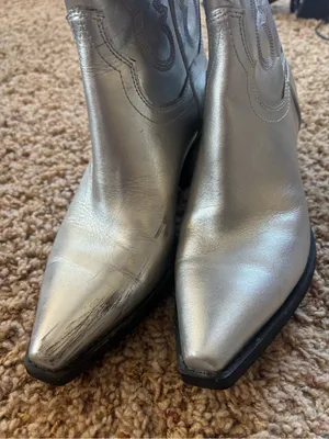 Silver Western Embroidered Cowboy Boots Size 8 thumbnail 2