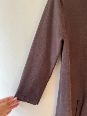 Tyler Boe Sz M Brown Cotton Cashmere Blend Midi Dress Stretch Cowl Neck‎ Pullov thumbnail 6