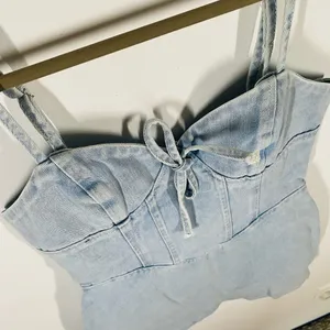 PrettyLittleThing denim mini dress with a sculpted corset-inspired fit thumbnail 1