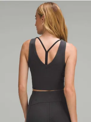 Lululemon Ribbed Softstreme Crop Tank Top in Gray - Size: 2 thumbnail 2