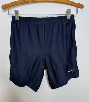 Nike Dri-FIT Running Shorts Womens S Navy Blue Excellent Zipper Pocket Swoosh thumbnail 1
