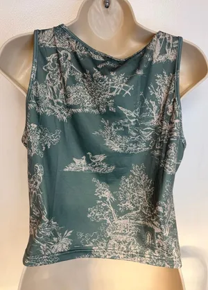 Cider Sage Green Toile Square-Neck Crop Top thumbnail 1