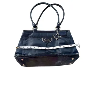 Coach Park Elevated Navy Leather Snakeskin Trim Carryall Shoulder Bag thumbnail 12