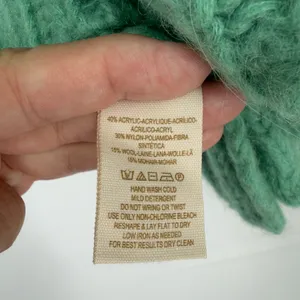 Free People‎ Green Chunky Open Knit Mohair Wool Blend Sweater Medium Womens thumbnail 5