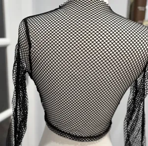 SheIn Black Mesh Punk Rave Mesh Fishnet Zip-up Top thumbnail 3