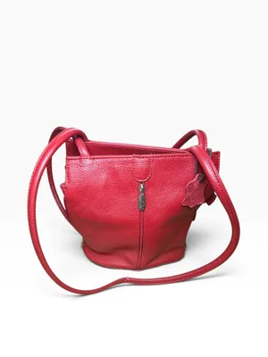 COVETED RETRO ITALIAN LUXE Valentina Cherry Red Leather Shoulder bag thumbnail 2