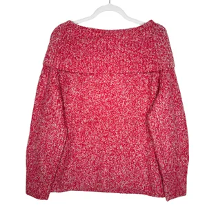 Madewell Off Shoulder Oversized Chunky Ribbed Knit Sweater Size XL Red Holiday thumbnail 7