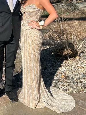 Amarra Prom Dress Gold Size 4 thumbnail 2