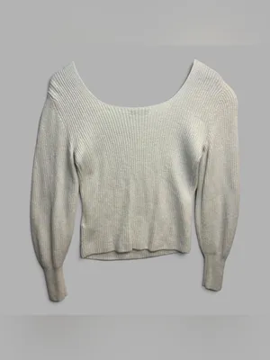 Madewell Wool Cashmere Scoop Neck Ribbed Sweater Ivory Size M AS IS thumbnail 4