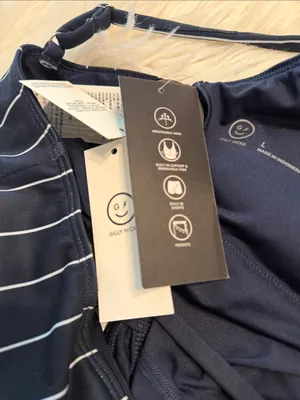 Gilly Hicks Navy Pinstripe Dress with White Stripes with shorts under it size L thumbnail 8