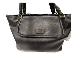 FRYE AND CO. Black Satchel Double Handles Detachable Strap Zipper Brass Hardware thumbnail 1