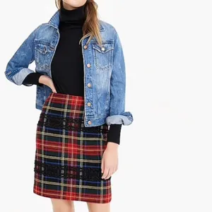 J. Crew Tartan Plaid Wool Blend Tweed Mini Skirt with Black Glitter Accemts thumbnail 12