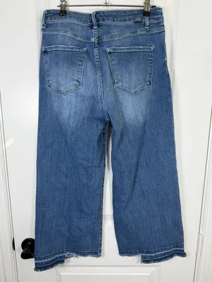 Risen Los Angeles High Rise Wide Leg Frayed Hem Jeans Style RDP5167 thumbnail 6