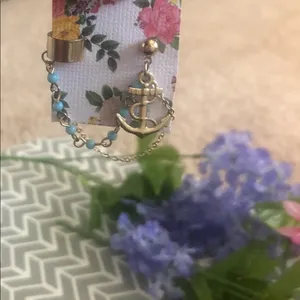 🔴BOGO🔴 Blue and Gold Anchor Earring thumbnail 2