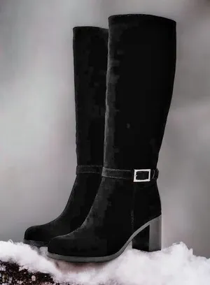 NWT La Canadienne Paul Buckled High Heel Boots, Black Size 7.5M New in Box $650 thumbnail 1