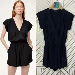 Aritzia Babaton Corbett Romper Relaxed Pure Silk Short Sleeve‎ Black Size XS thumbnail 2