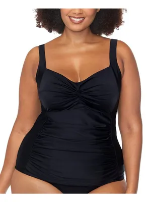 NWT Raisins Sweetheart Ruched Tankini Swim Top with Adjustable Straps Black 18W thumbnail 1