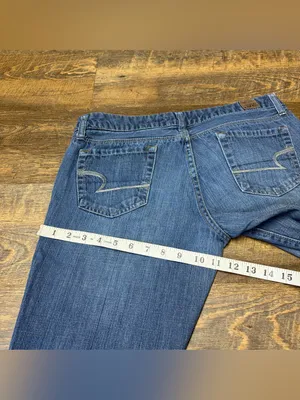 Vintage Y2K American Eagle Real Flare Low Rise Denim Jeans Womens 8 Bootcut Blue thumbnail 7