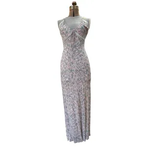 Free People Intimately All I Ever Wanted Maxi Floral Pink Blue Slit Dress Slip thumbnail 5