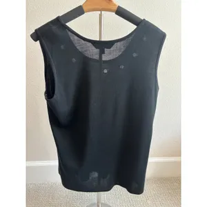 Ming Wang Knit Tank Top Women Size M Black‎ Grommet Neckline Sleeveless Shell thumbnail 8