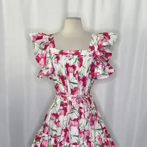 MISA Los Angeles Selma Floral Dress Ruffled A-Line Mini White Pink X-Small thumbnail 10