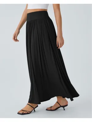 Size M (Regular) Halara Ribbed High Waisted Pocket Flare Flowy Maxi Casual Skirt thumbnail 1
