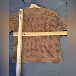 J. Crew Cotton Blend Cable Knit Sweater‎ Mock Neck in Beige / Tan size Small thumbnail 8