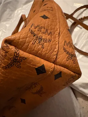 MCM Cognac Year of the mouse Visetos Tote‎ with Yellow Cheese & Pink Mouse Patch thumbnail 7