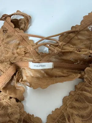 Maurices Lace Criss Cross Back Bralette Brown Plunge Pullover thumbnail 6